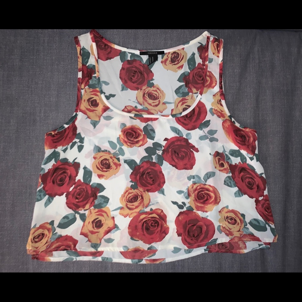 Cropped floral tank top